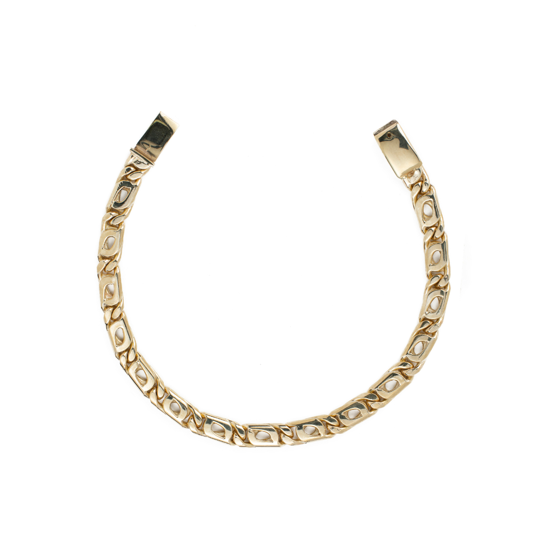 Pulso de oro amarillo tejido Egipcio solido hecho a mano con broche de caja 6.5 mm