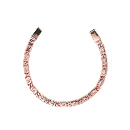 Pulso de oro rosa tejido Egipcio solido hecho a mano con broche de caja 6.5 mm