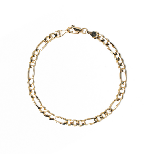 Pulso de oro amarillo tejido Figaro solido hecho a maquina con broche de perico 5 mm