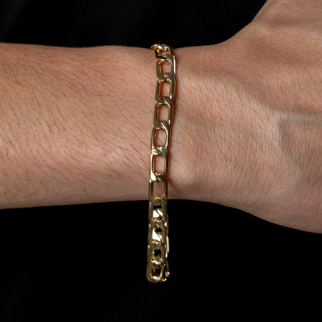 Pulso de oro tejido Semilla solido hecho a mano con broche de caja 7 mm