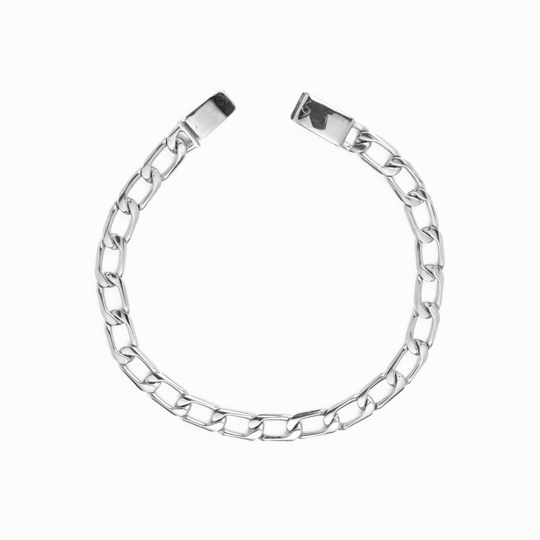 Pulso de oro blanco tejido Semilla solido hecho a mano con broche de caja 7 mm