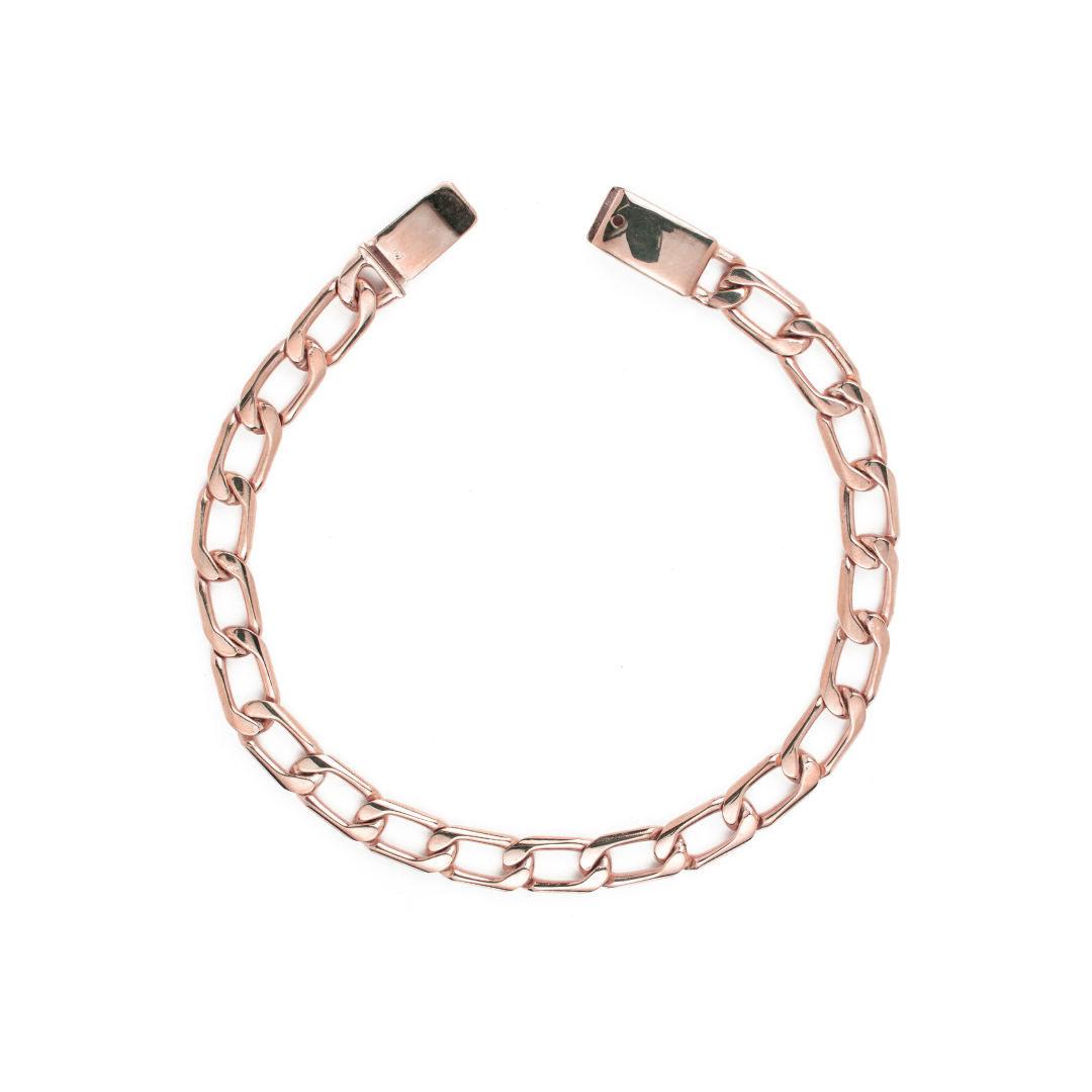 Pulso de oro rosa tejido Semilla solido hecho a mano con broche de caja 7 mm