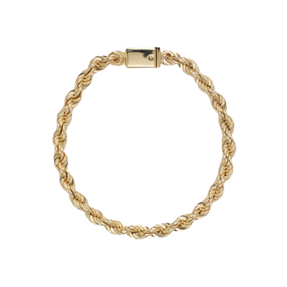 Pulso de oro amarillo tejido Torsal solido hecho a mano con broche de caja 6 mm