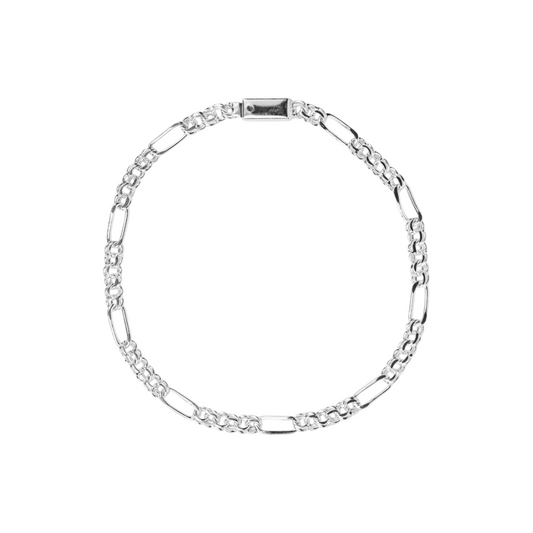 Pulso de plata tejido Chino Figaro solido hecho a mano con broche de caja 4 mm