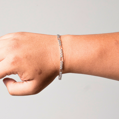 Pulso de plata tejido Chino Figaro solido hecho a mano con broche de caja 4 mm