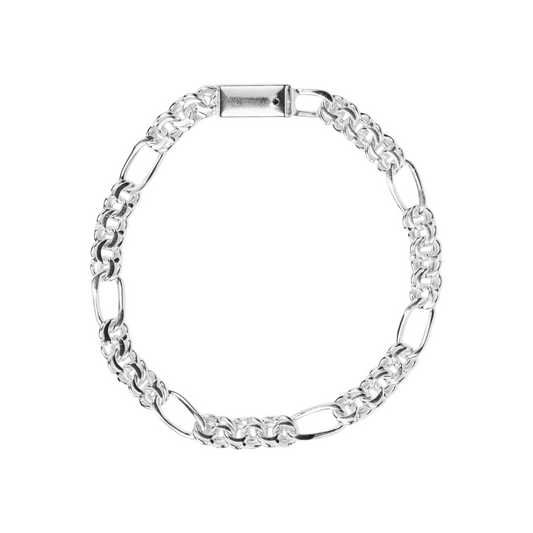 Pulso de plata tejido Chino Figaro solido hecho a mano con broche de caja 5.5 mm