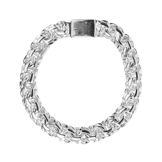 Pulso de plata tejido Chino solido hecho a mano con broche de caja 11 mm