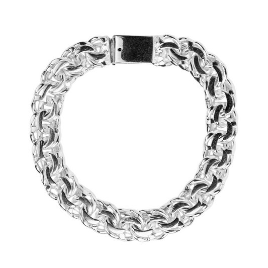 Pulso de plata tejido Chino solido hecho a mano con broche de caja 12.5 mm