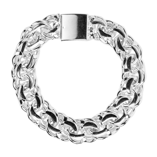 Pulso de plata tejido Chino solido hecho a mano con broche de caja 14 mm