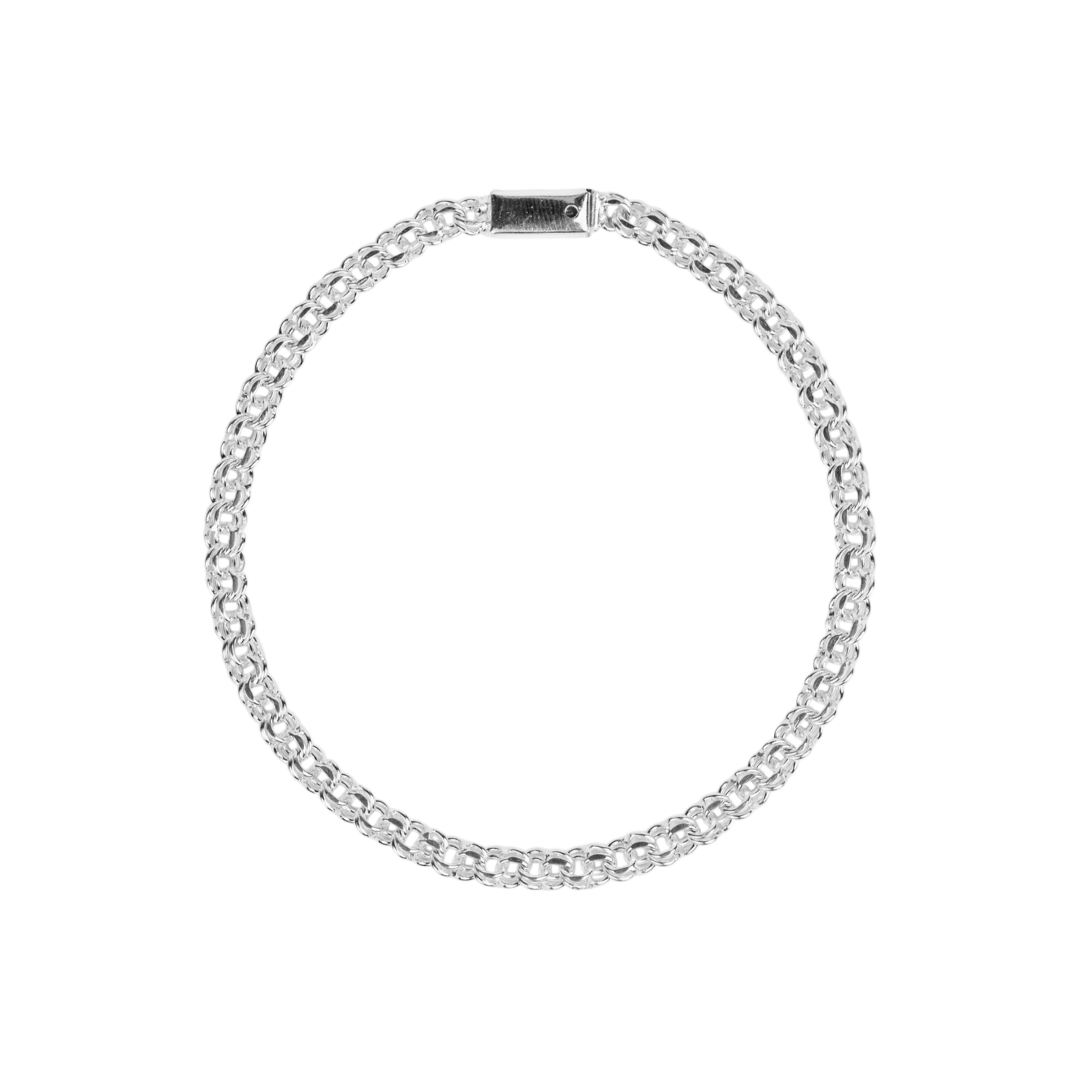 Pulso de plata tejido Chino solido hecho a mano con broche de caja 4 mm