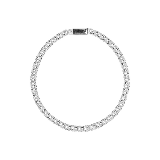 Pulso de plata tejido Chino solido hecho a mano con broche de caja 4 mm