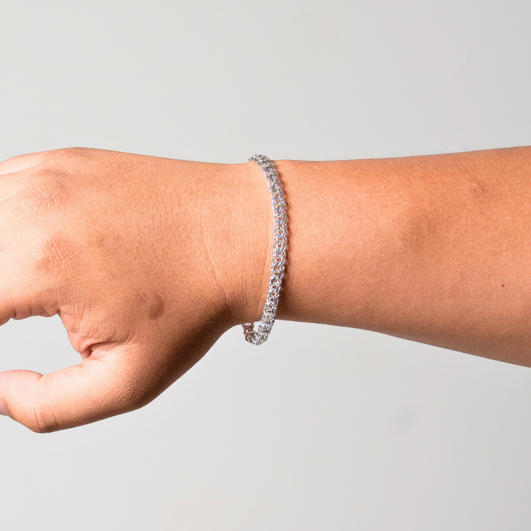 Pulso de plata tejido Chino solido hecho a mano con broche de caja 5.5 mm