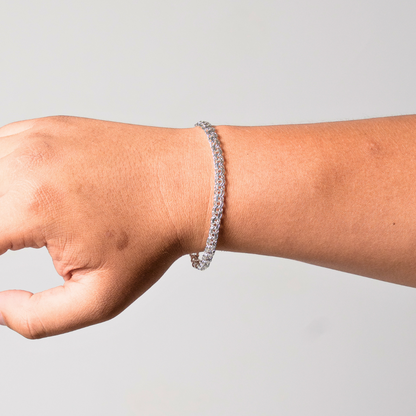 Pulso de plata tejido Chino solido hecho a mano con broche de caja 5.5 mm