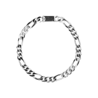 Pulso de plata tejido Figaro solido hecho a mano con broche de caja 6.5 mm